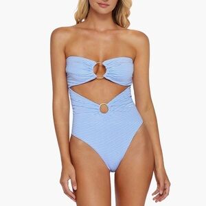 PQ Swim Light Blue Striped One Piece Swimsuit